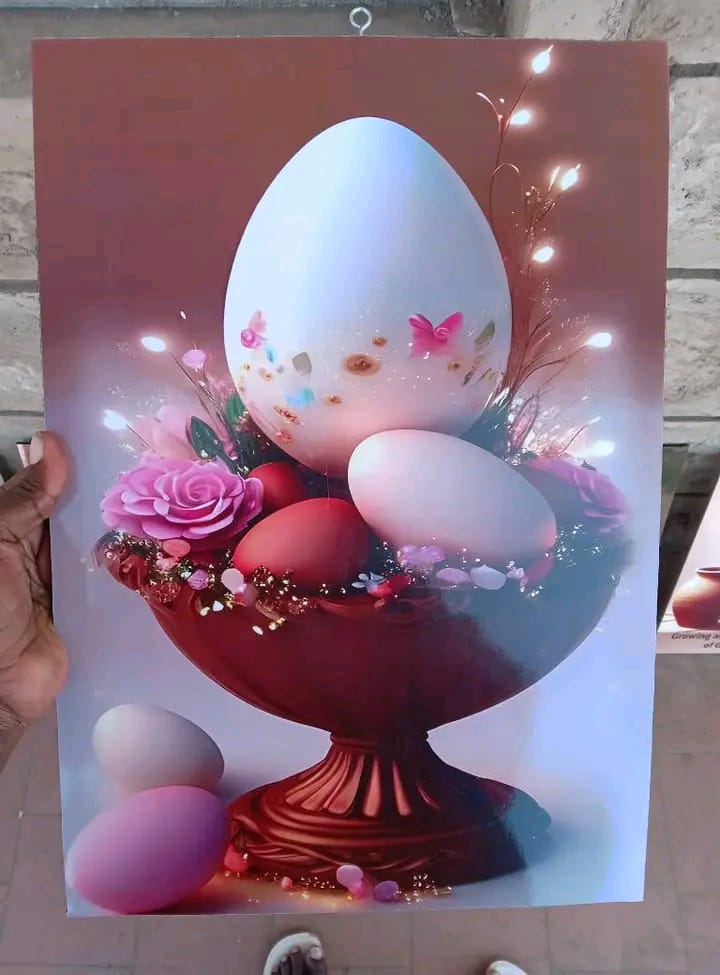 Floral wall with Egg- Like Drawing, Portrait Kshs 350