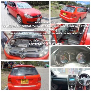 VOLKSWAGEN GOLF YEAR 2011, 1400cc PETROL TURBO, 15100KMS MILEAGE, CLEAN UNIT @ KSHS 700,000, SLIGHTLY NEGOTIABLE