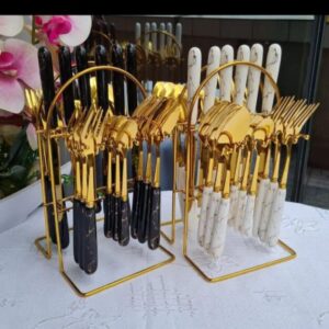 24 Pieces Heavy Marble Gold cutlery sets for Kshs 1400